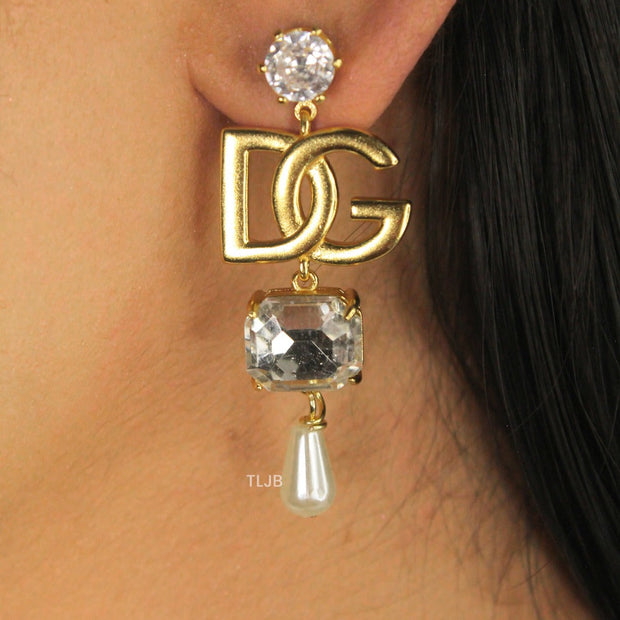 alphabet D and G Pearl Luxe Drop earrings