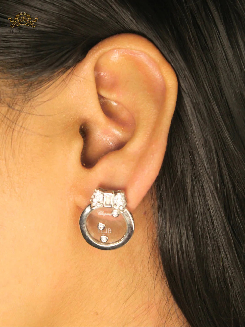 Bow ringed paltinum happy diamond earrings CHPRD