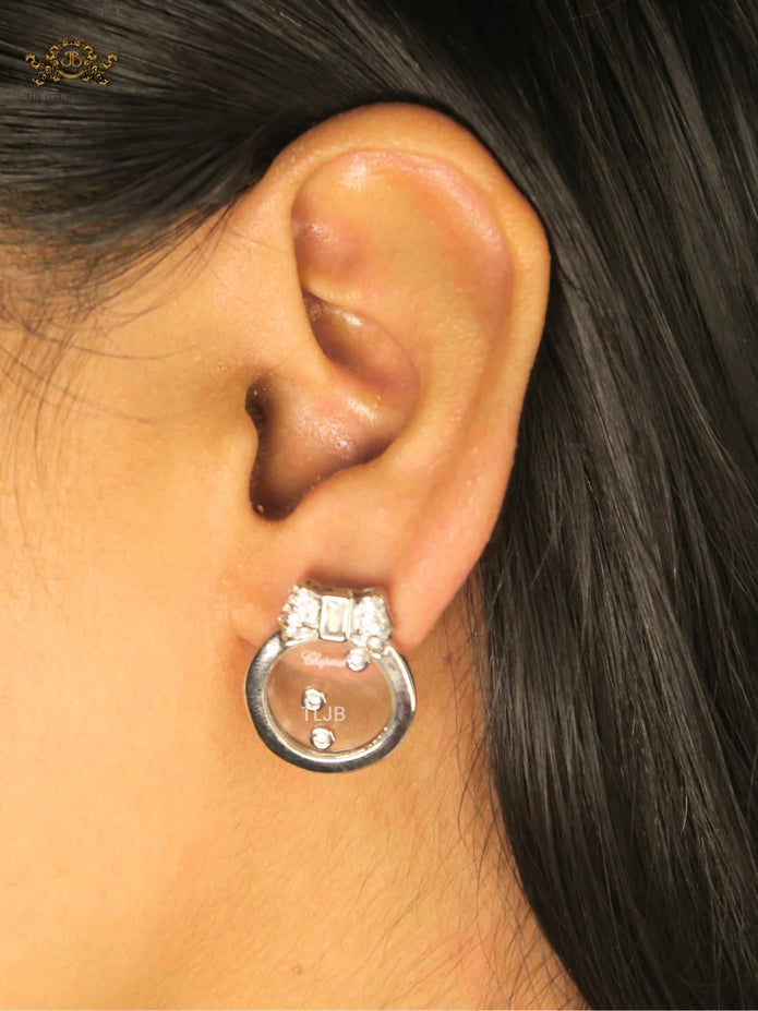 Bow ringed paltinum happy diamond earrings CHPRD