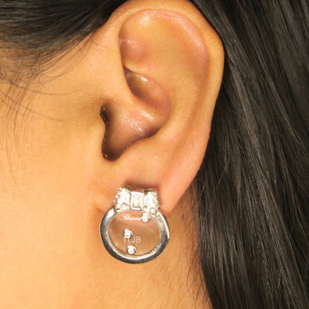 Bow ringed paltinum happy diamond earrings CHPRD