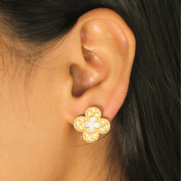 Alphabet L & V  golden dazzle earrings