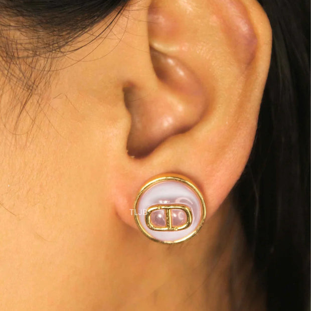 Alphabet CD combo bee earrings Lilac
