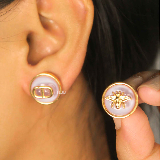 Alphabet CD combo bee earrings Lilac