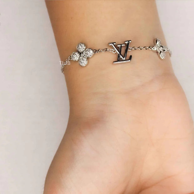 alphabet LV twin flower bracelet platinum