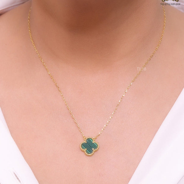 Sleek Malachite gold clover chain