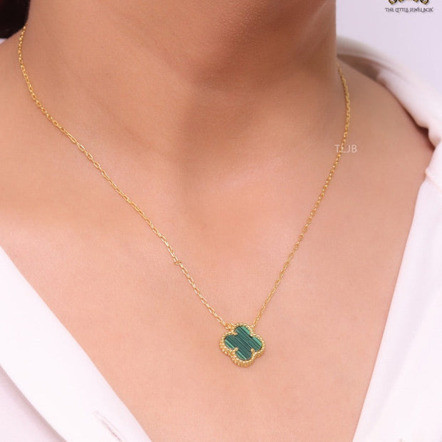 Sleek Malachite gold clover chain