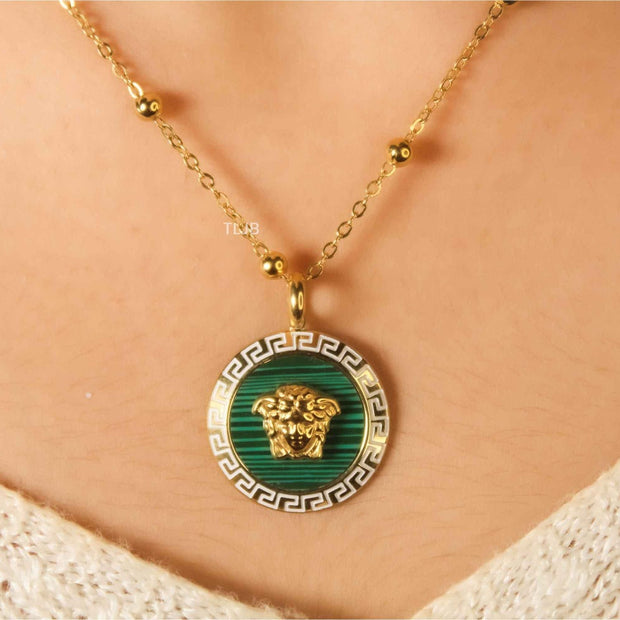 Medusa necklace Green Malachite