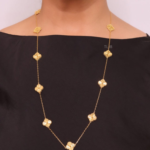 Gold clover necklace set