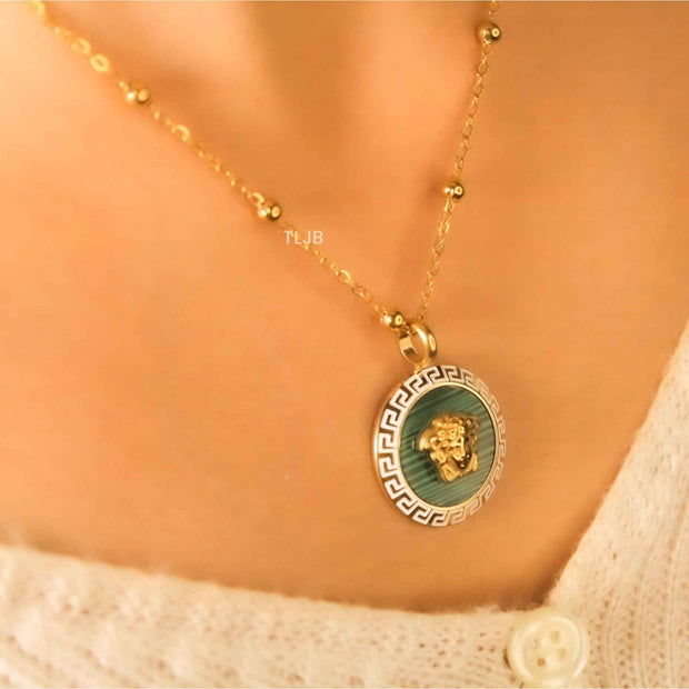 Medusa necklace Green Malachite