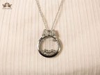 Platinum bow ringed happy diamond necklace CHPRD