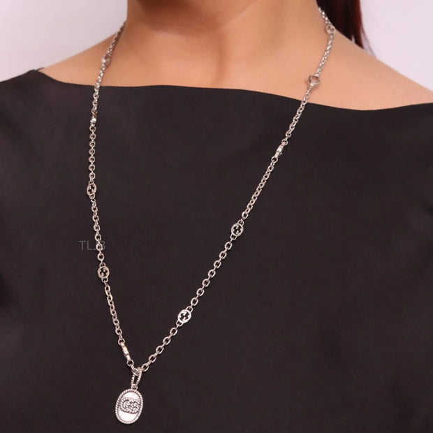 Oxidised silver double G pendant