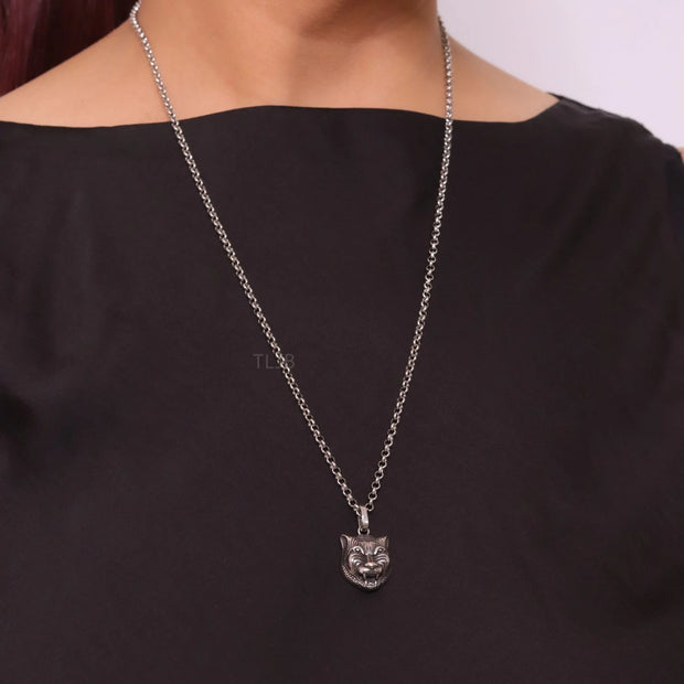 Oxidised silver panther pendant