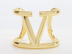 Alphabet V gold plated open bracelet