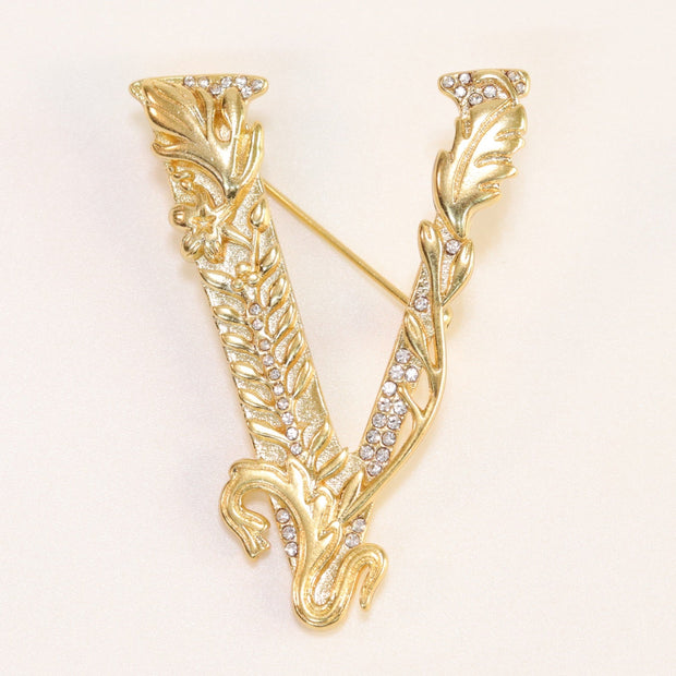 Alphabet V brooch