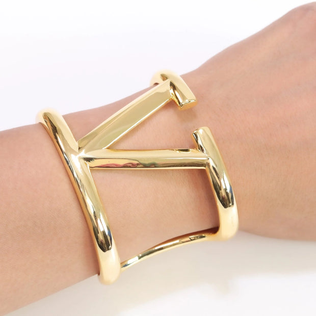 Alphabet V gold plated open bracelet