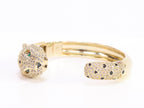 Panther cz gold bracelet with emerald green stones