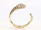 Panther cz gold bracelet with emerald green stones