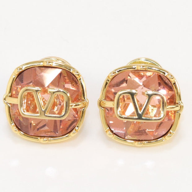 Alphabet V copper pink cz studs