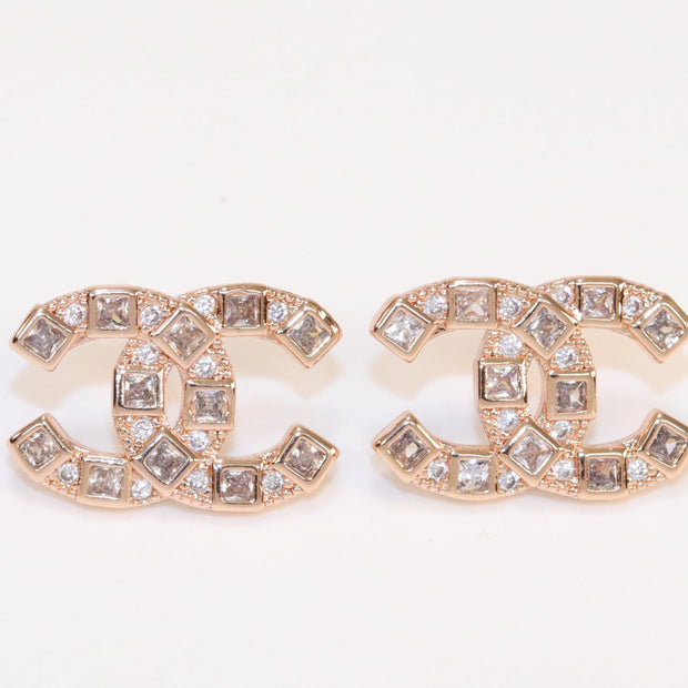 Double C rose gold studs