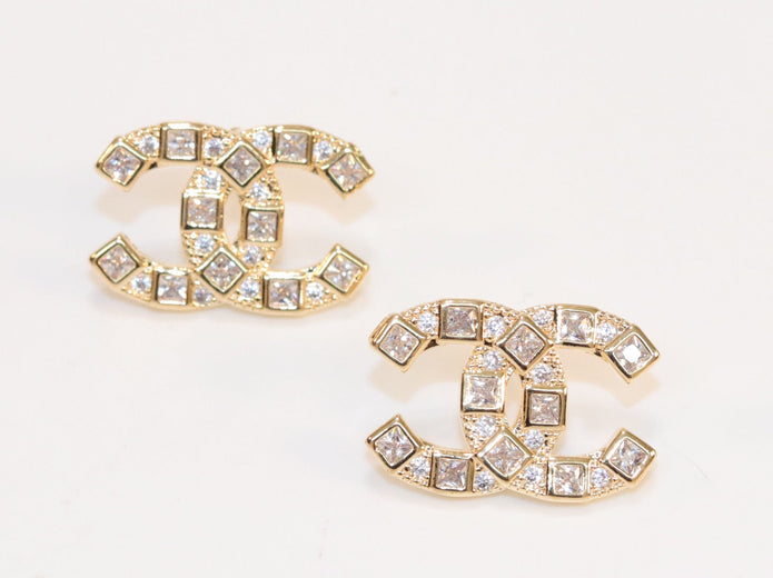 Double C gold studs