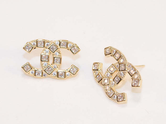 Double C gold studs