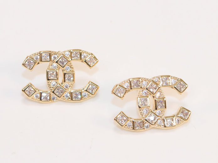 Double C gold studs