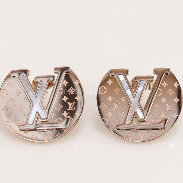 Rose gold plated stud earrings with alphabet motifs