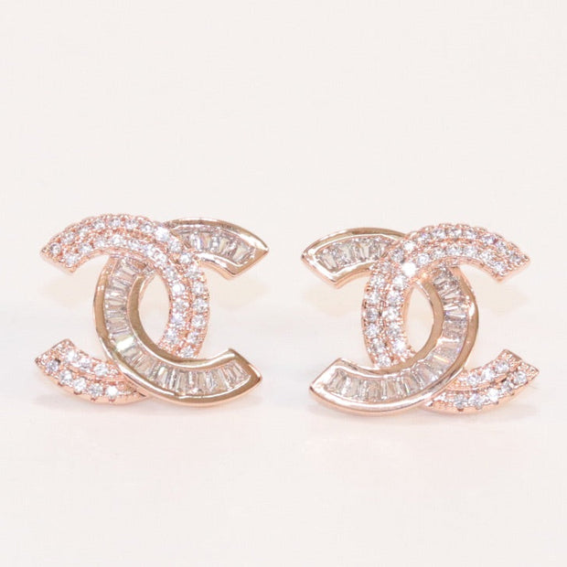 Double C half n half studs Gold