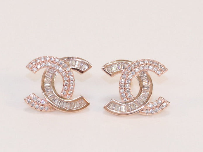 Double C half n half studs Gold