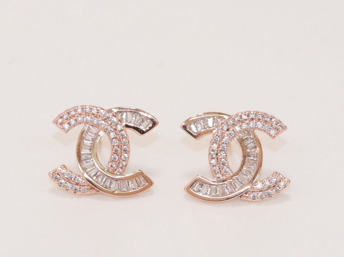 Double C half n half studs Gold