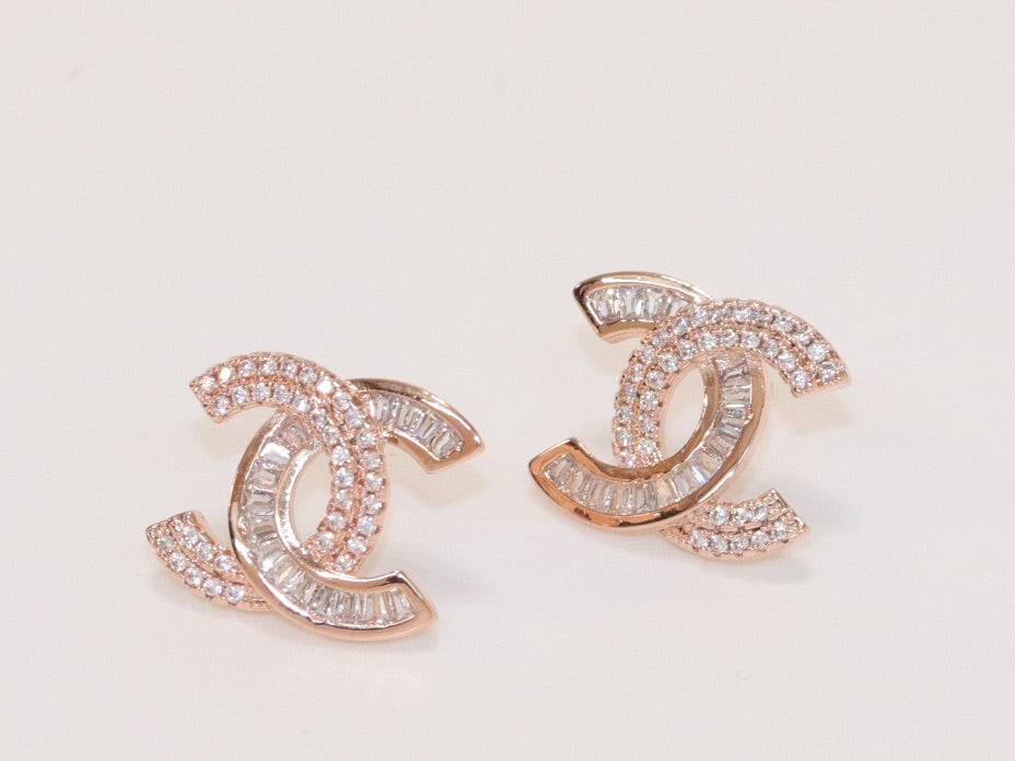 Double C half n half studs Gold