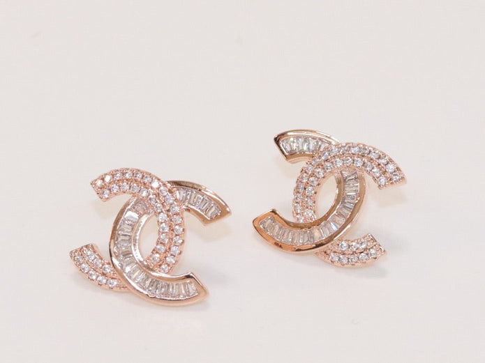 Double C half n half studs Gold