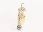 Gold panther with grey pearl and cz brooch