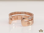 Double layered rose gold finish open ring with screws and cz