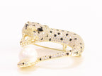 Cz round panther gold brooch