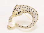 Cz round panther gold brooch