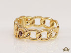 Gold plated alphabet open ring with orange cz