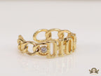 Gold plated alphabet open ring with white cz