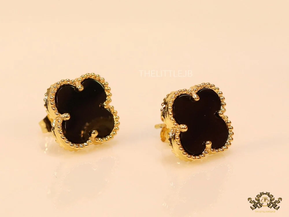Golden and black clover studs