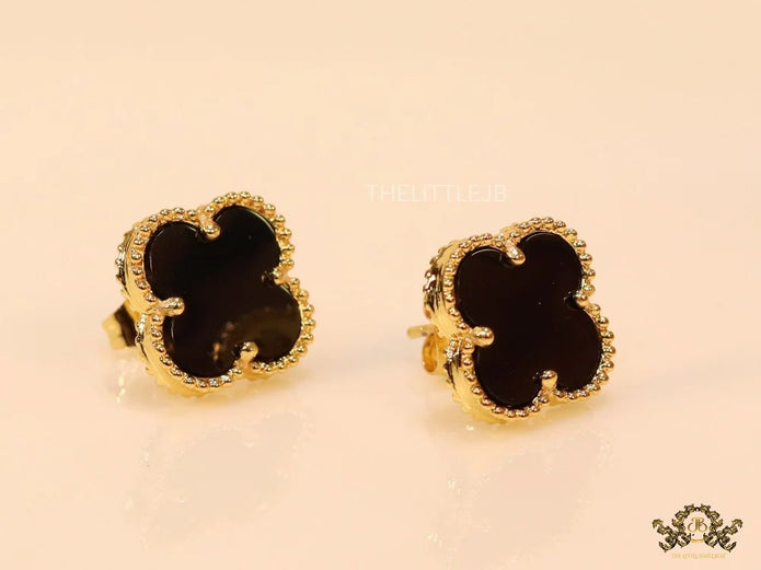 Golden and black clover studs