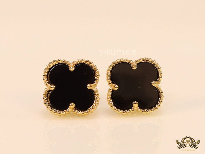 Golden and black clover studs