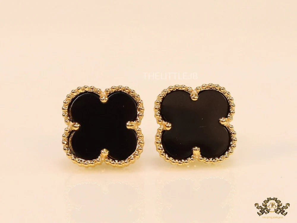 Golden and black clover studs