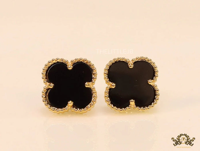 Golden and black clover studs