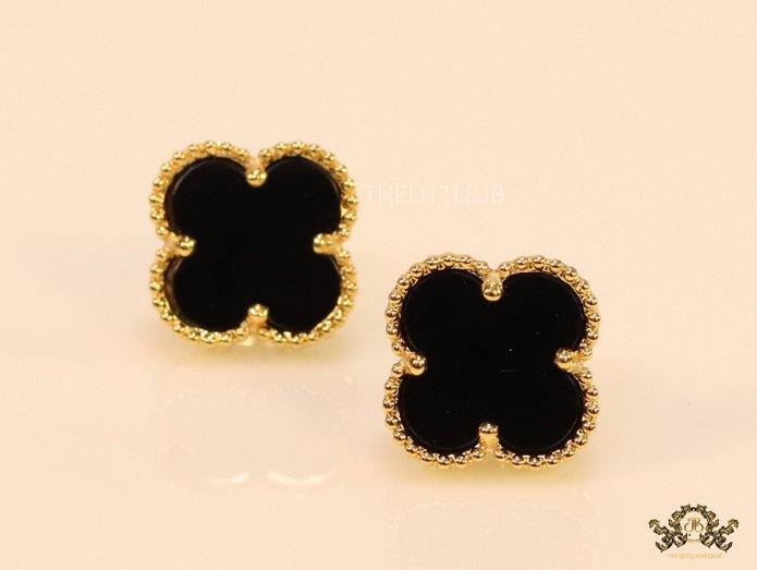 Golden and black clover studs