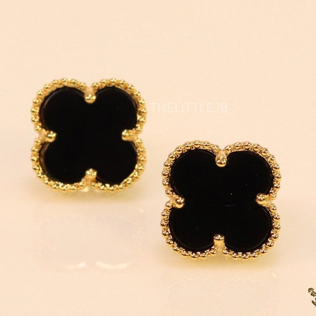 Golden and black clover studs