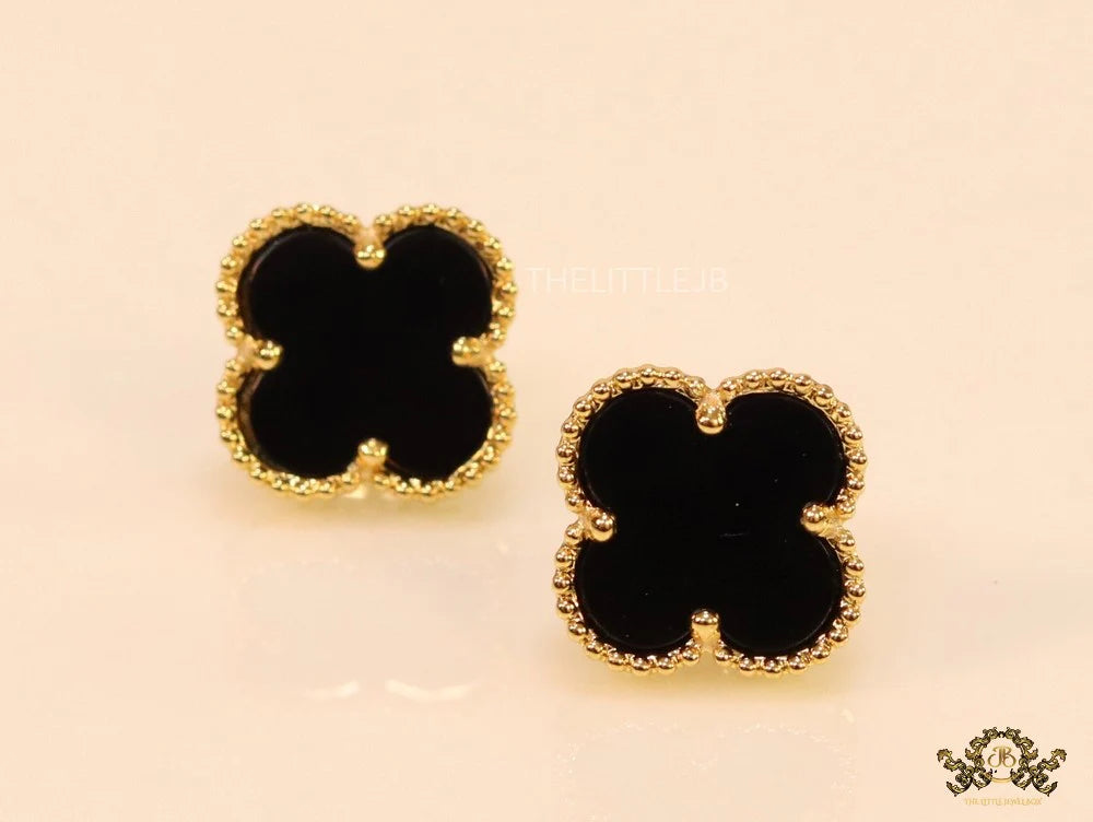 Golden and black clover studs
