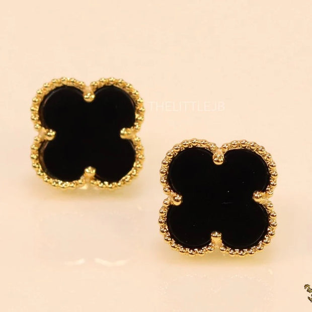 Golden and black clover studs