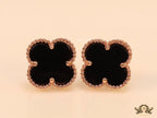 Rose gold and black clover studs