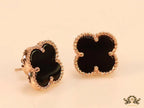 Rose gold and black clover studs
