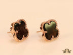 Rose gold and black clover studs